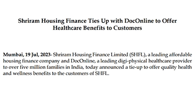 Shriram Housing Finance Ties Up with DocOnline to Offer