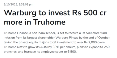 Warburg to invest Rs 500 cr more in Truhome