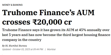 Truhome Finance’s AUM crosses ₹20,000 cr